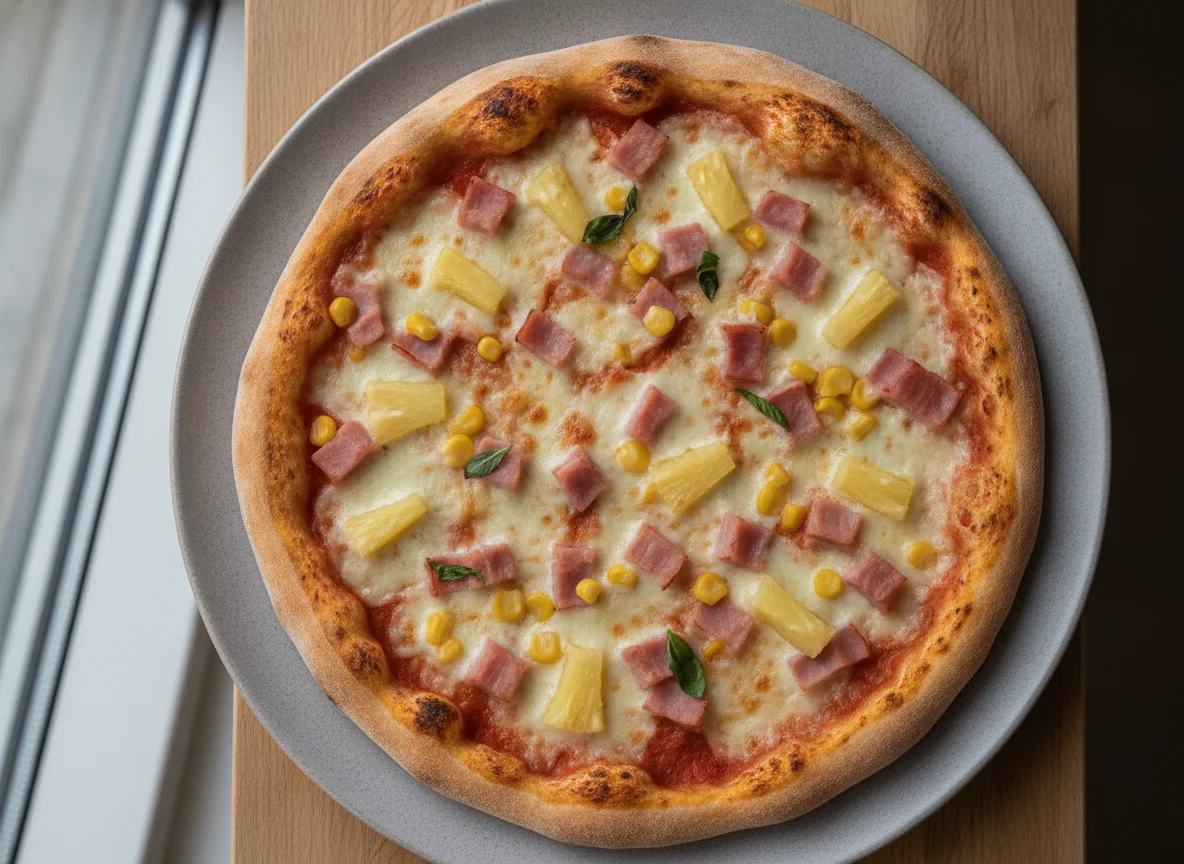 Pizza Hawaii mit Mais photo