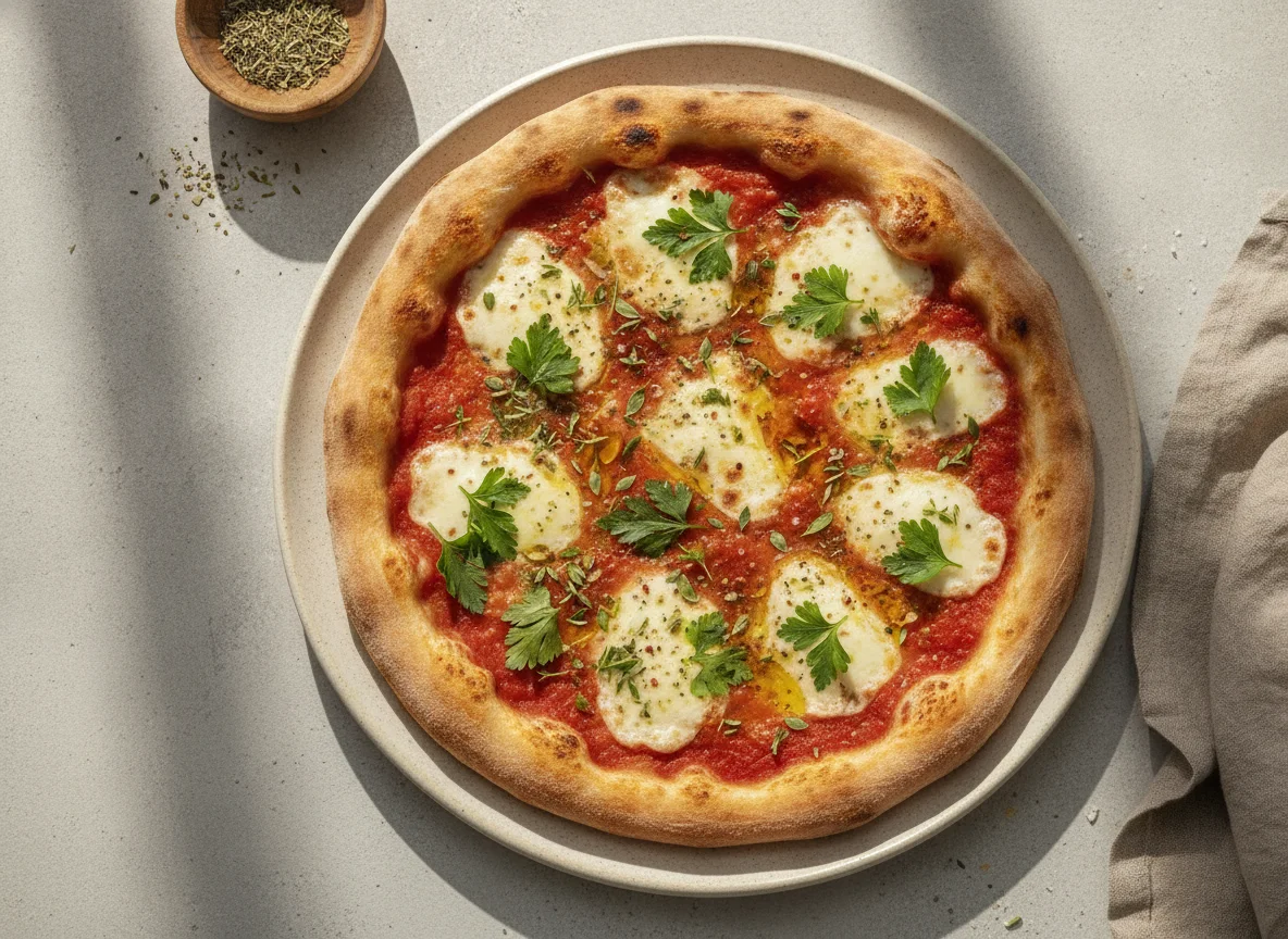 Pizza Margherita mit Kräutern photo