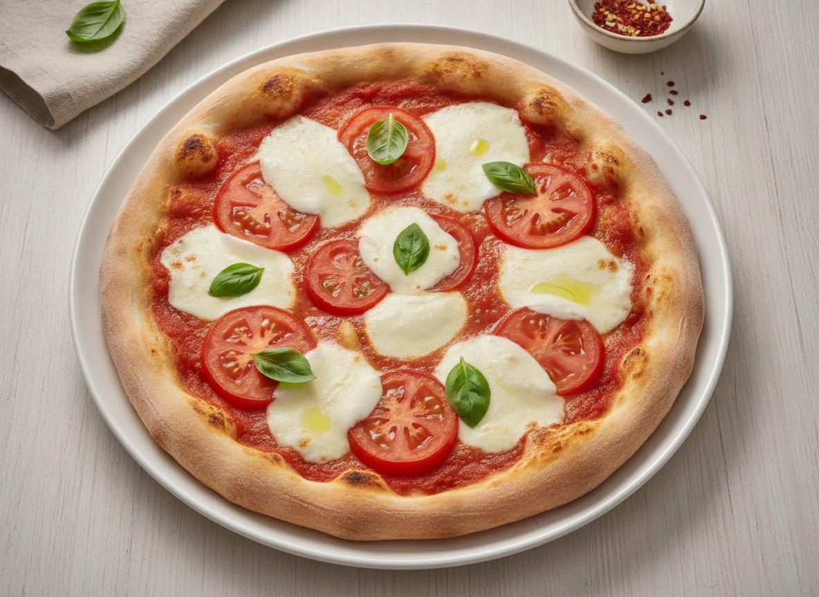 Pizza Margherita mit Tomaten photo