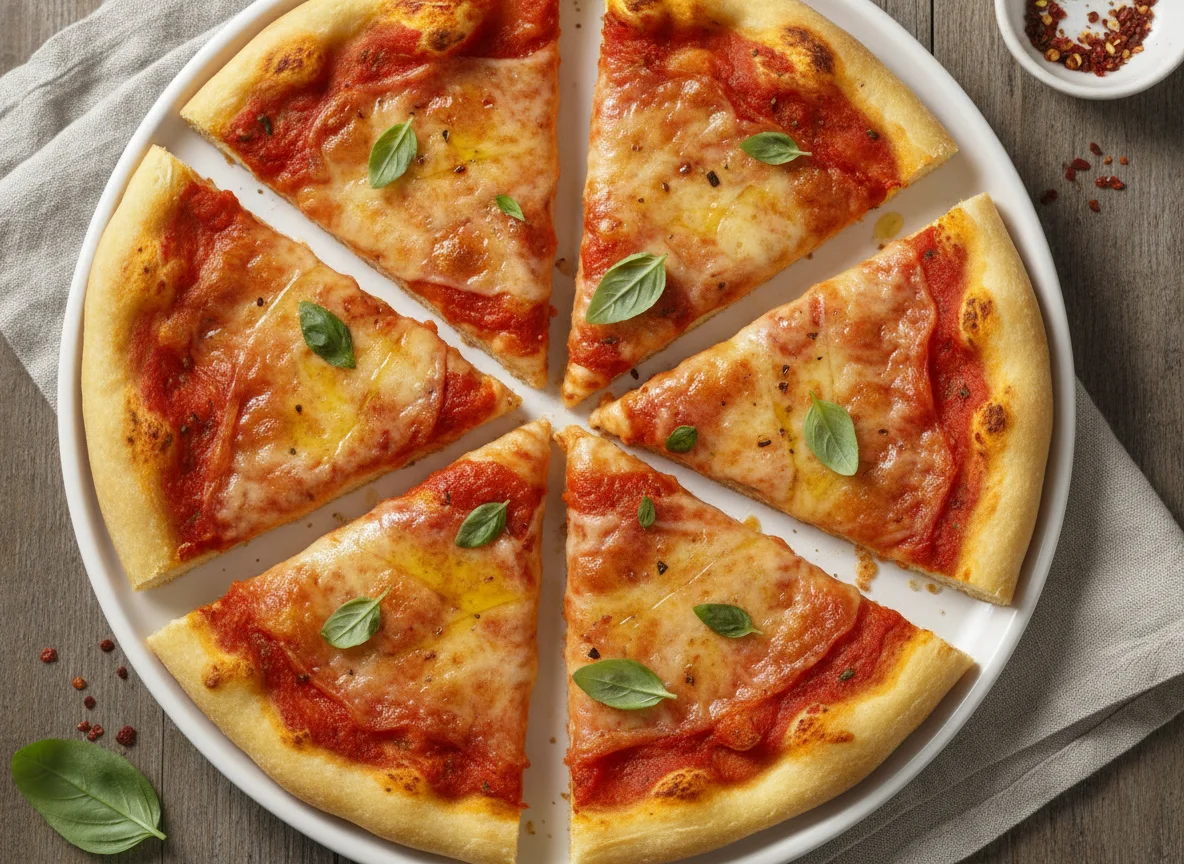 Pizza Margherita Schnitten photo