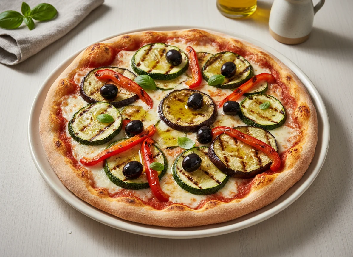 Pizza mit gegrilltem Gemüse photo