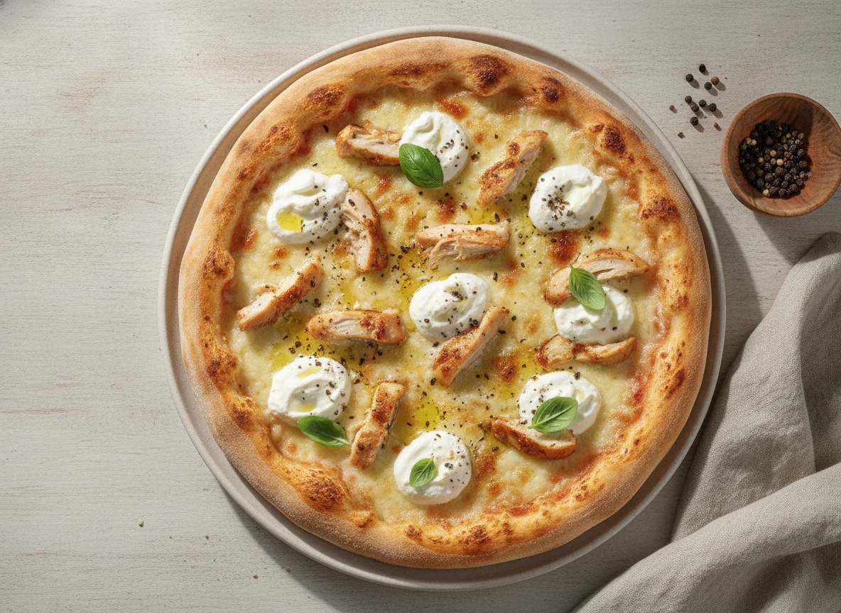 Pizza mit Hähnchen und Käse photo