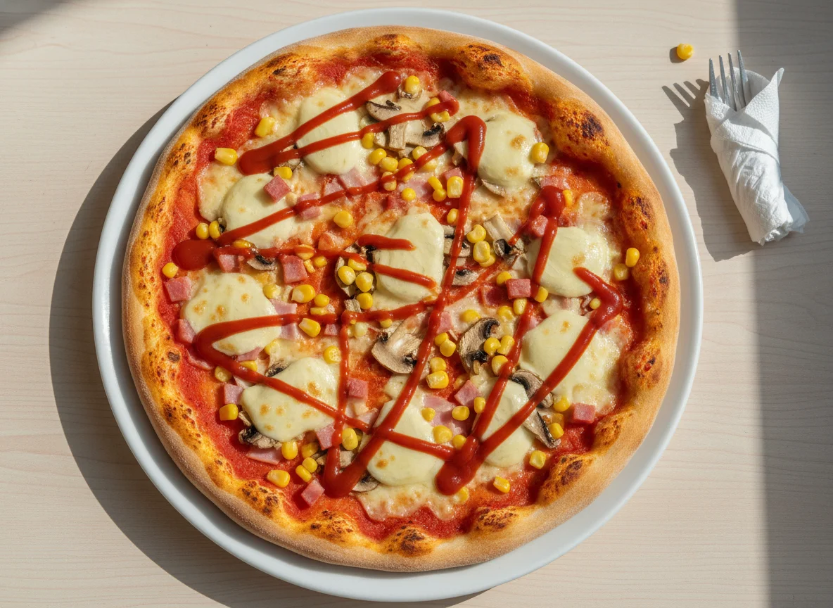 Pizza mit Ketchup photo