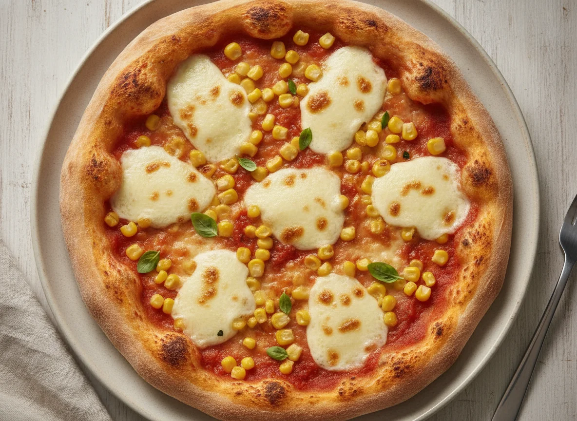 Pizza mit Mais und Mozzarella photo