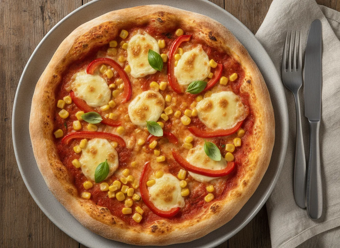Pizza mit Mais und Paprika photo