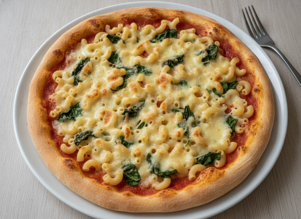 Pizza mit Makkaroni und Käse photo