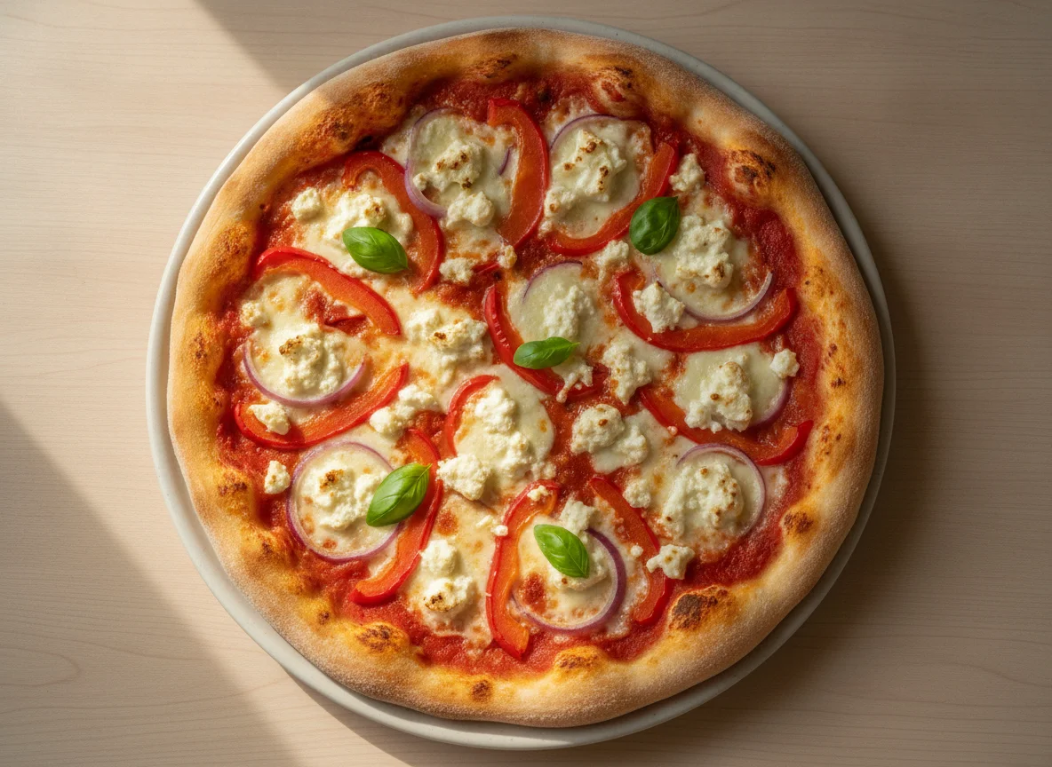 Pizza mit Paprika und Feta photo