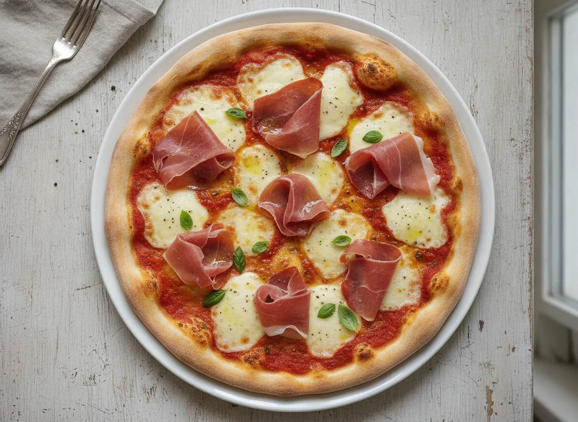 Pizza mit Parmaschinken photo