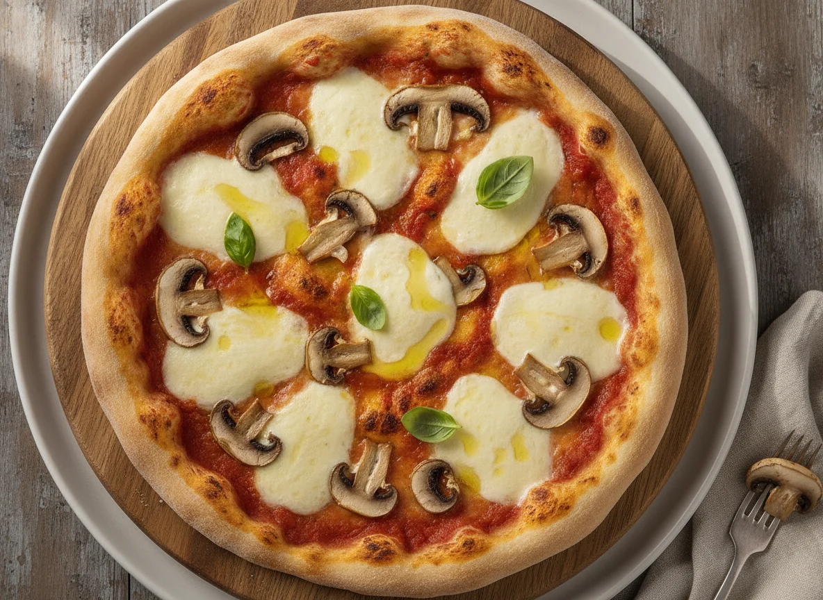 Pizza mit Pilzen und Mozzarella photo