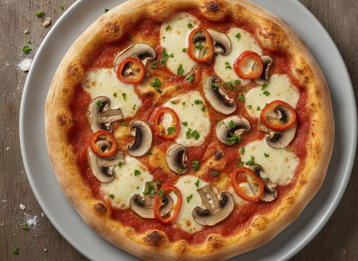 Pizza mit Pilzen und Peperoni photo