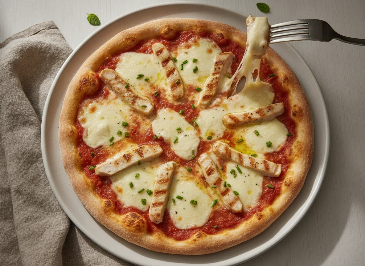 Pizza mit Poulet photo