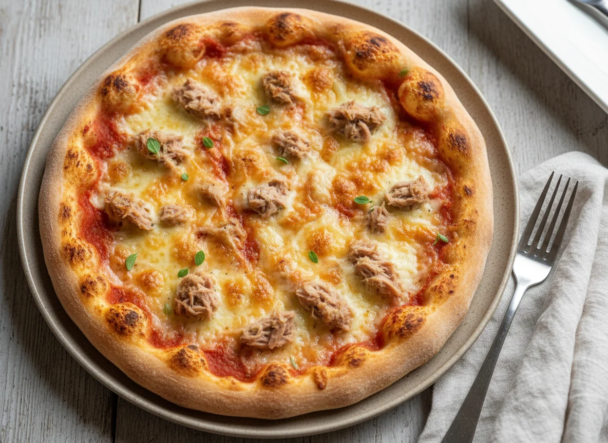 Pizza mit Thunfisch und Käse photo