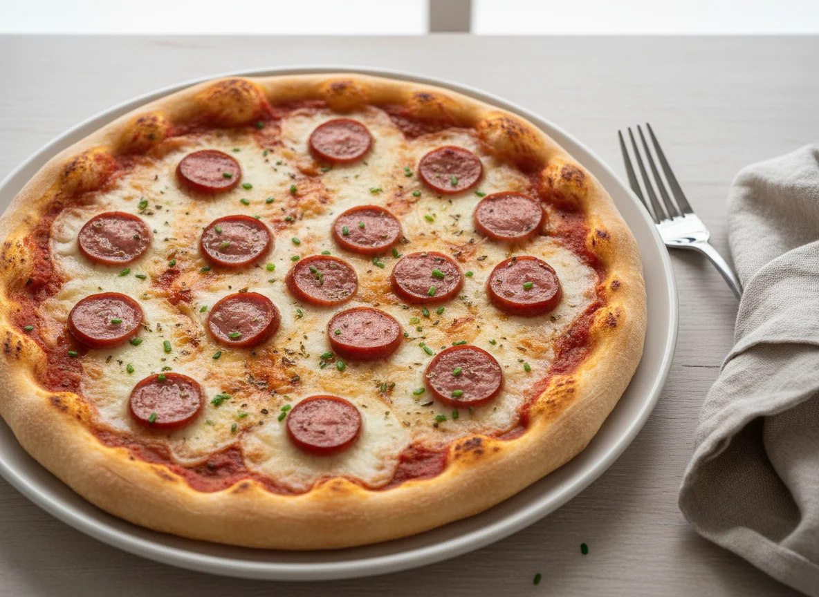 Pizza mit Würstchen photo