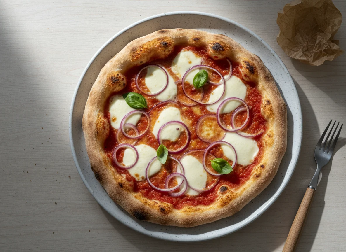 Pizza mit Zwiebeln und Käse photo