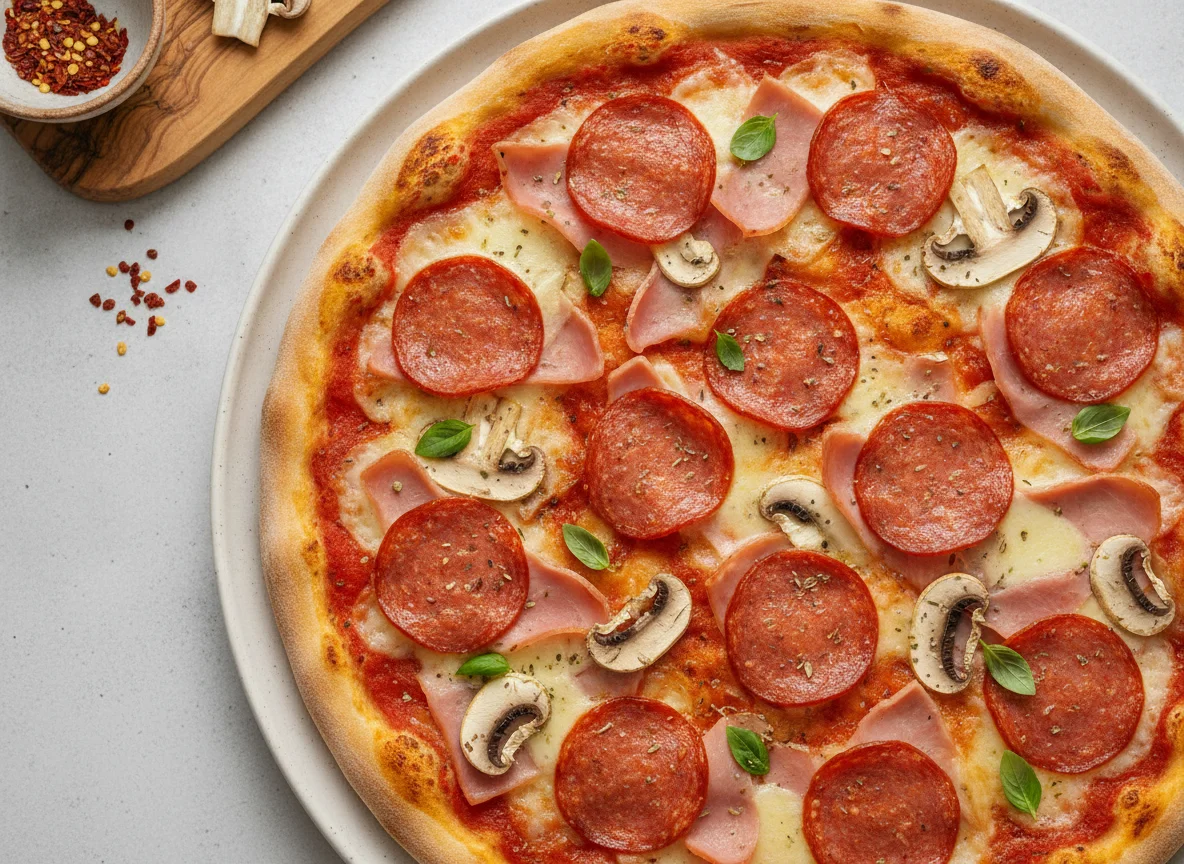 Pizza Salami Schinken Pilze photo