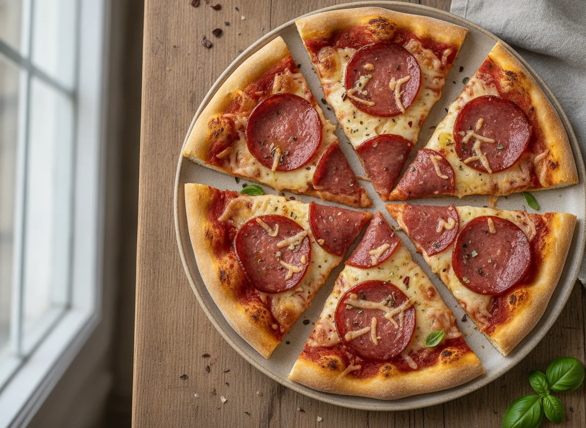 Pizza Salami Stücke photo