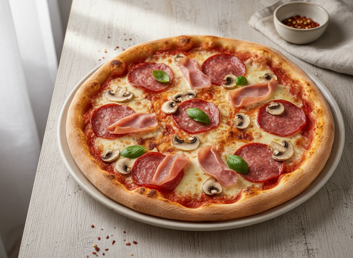 Pizza Salami und Schinken photo