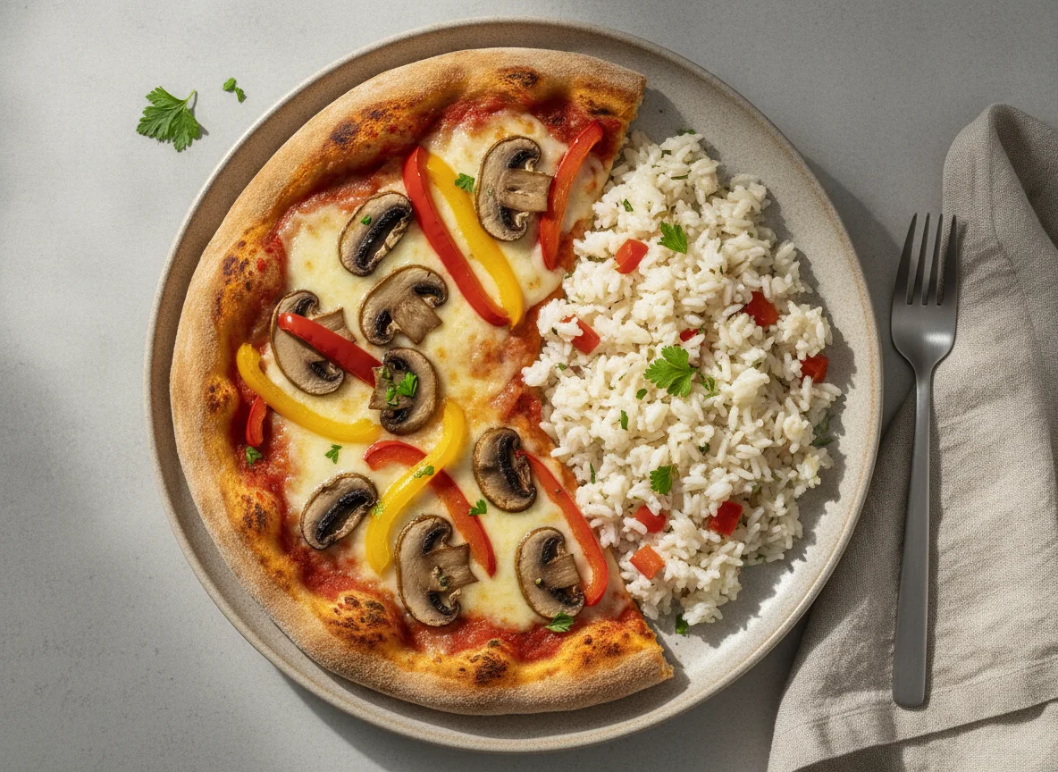 Pizza und Reis photo