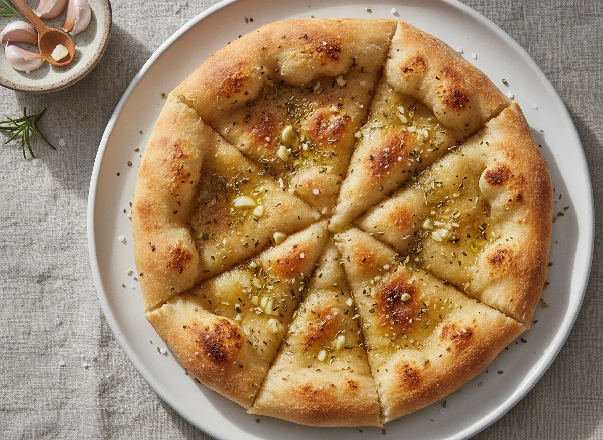 Pizzabrot mit Knoblauch und Kräutern photo
