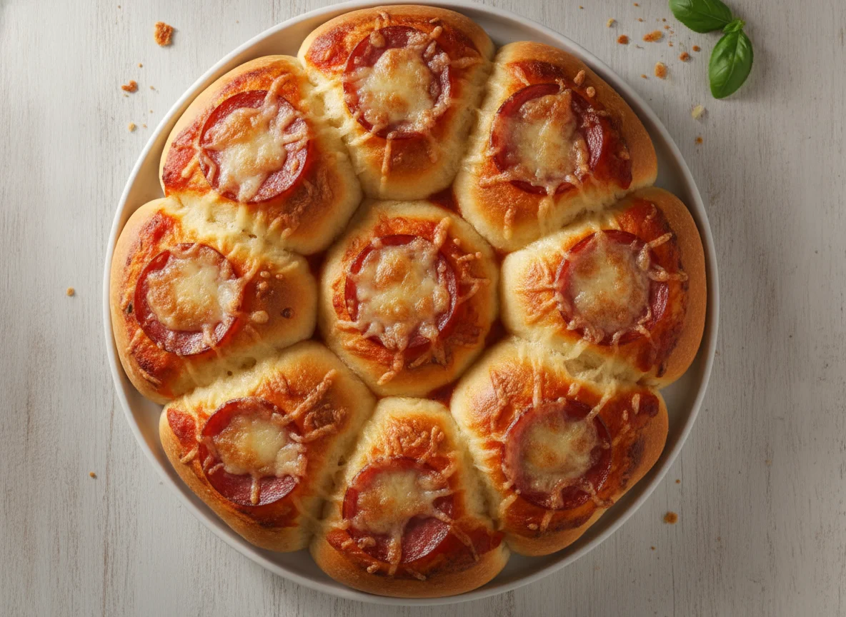 Pizzabrötchen mit Salami photo