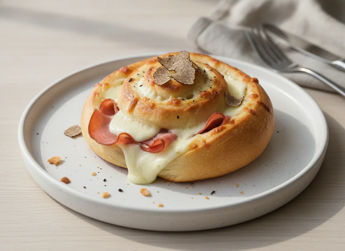 Pizzaschnecke mit Schinken und Käse photo