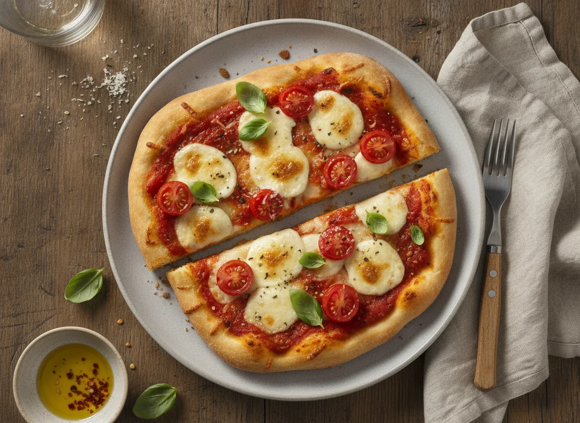 Pizza-Schnitte mit Tomaten und Käse photo