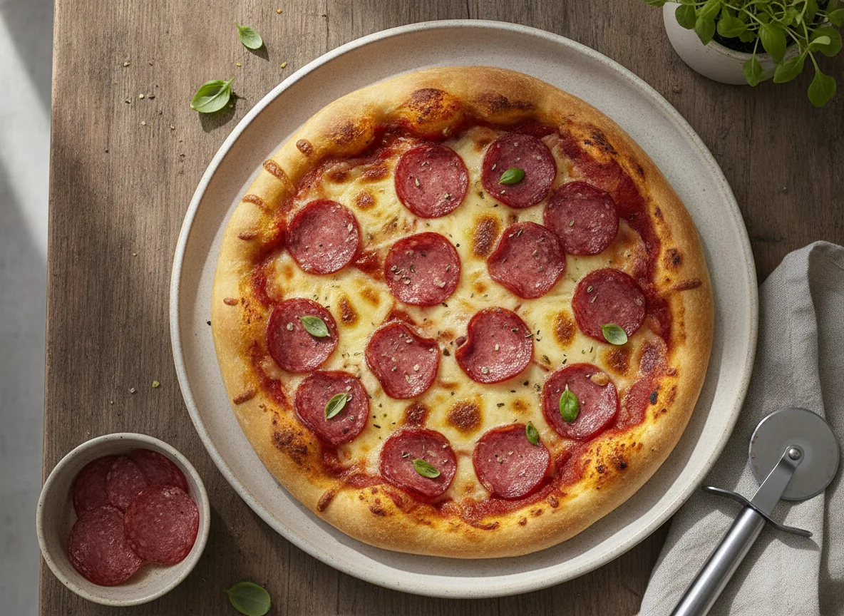 Pizza-Snack mit Salami photo