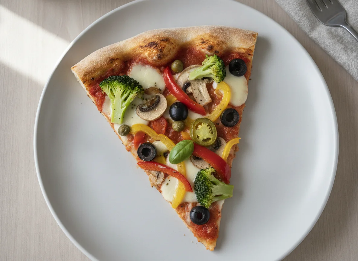 Pizza-Stück mit Gemüse photo