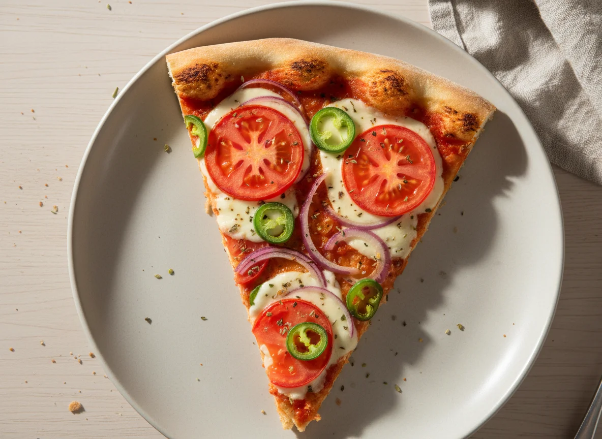Pizzastück mit Gemüse und Käse photo
