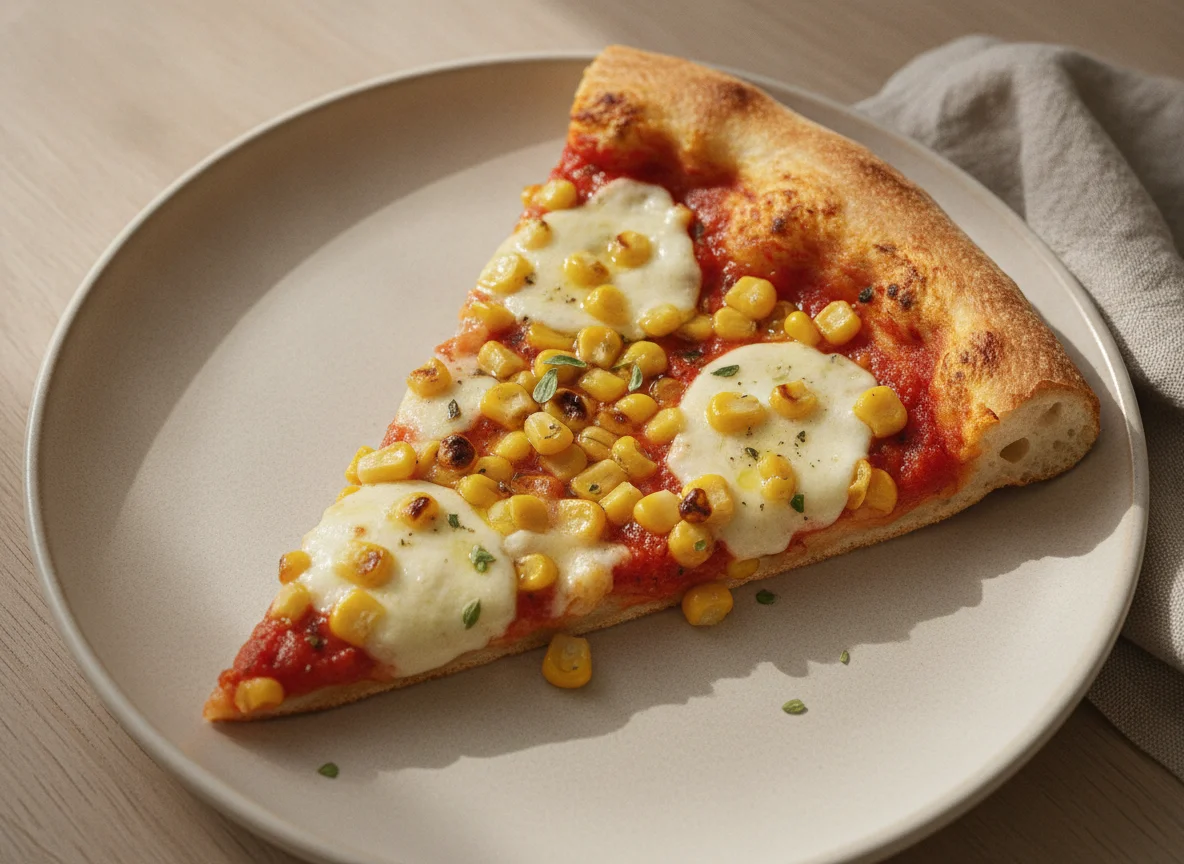 Pizza-Stück mit Mais photo