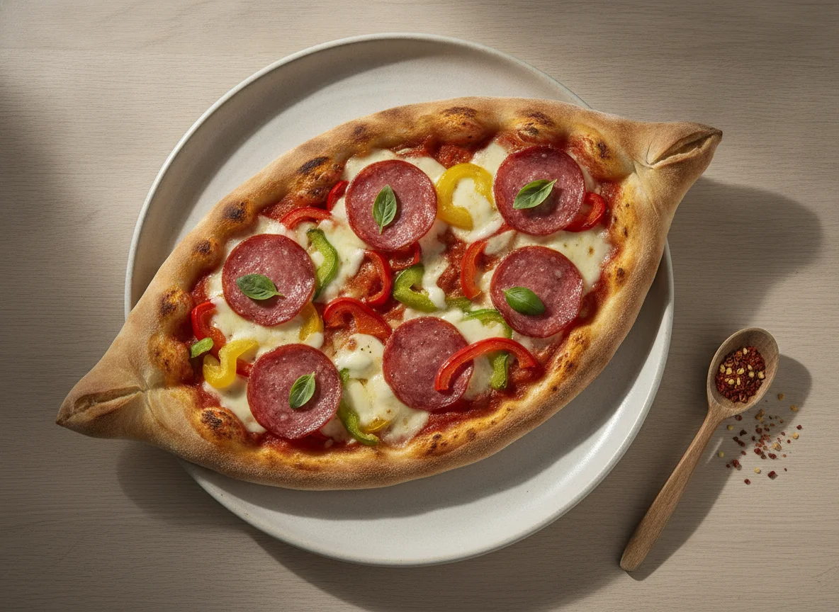 Pizza-Zunge mit Salami und Paprika photo