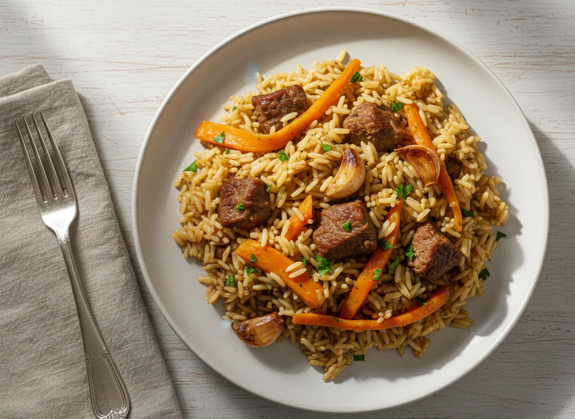 Plov (Reisgericht mit Fleisch und Karotten) photo