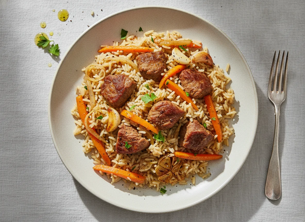 Plow (Usbekischer Reis mit Fleisch) photo