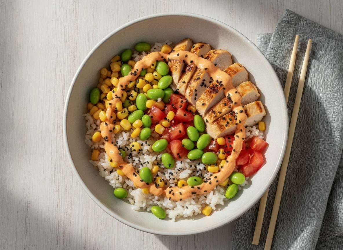 Poke Bowl mit Hähnchen photo