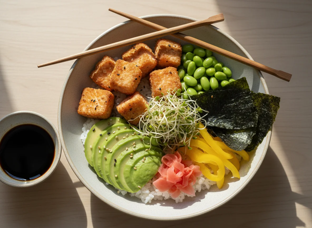 Poke Bowl mit Lachs und Avocado photo