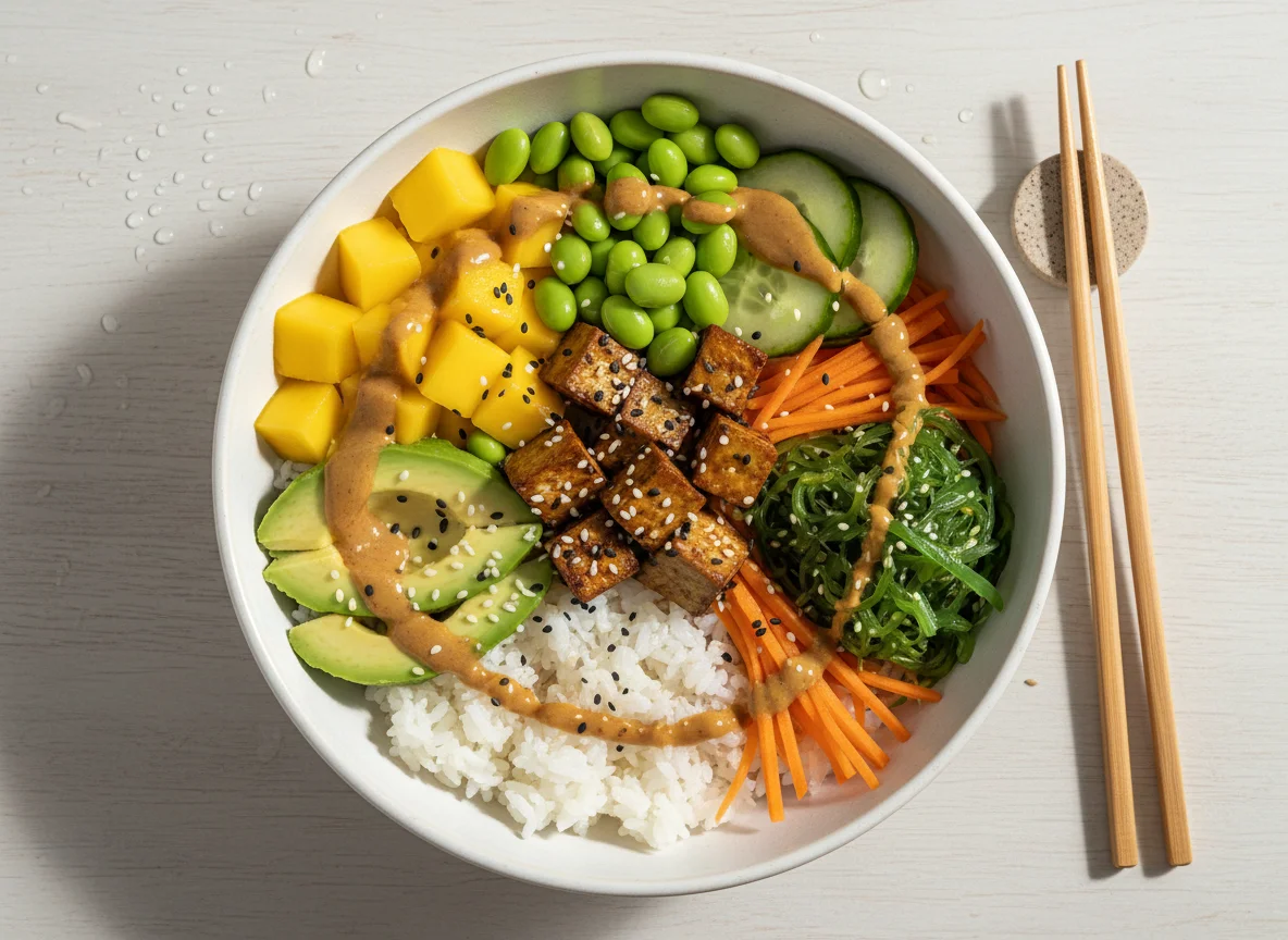 Poke Bowl mit Mango und Avocado photo