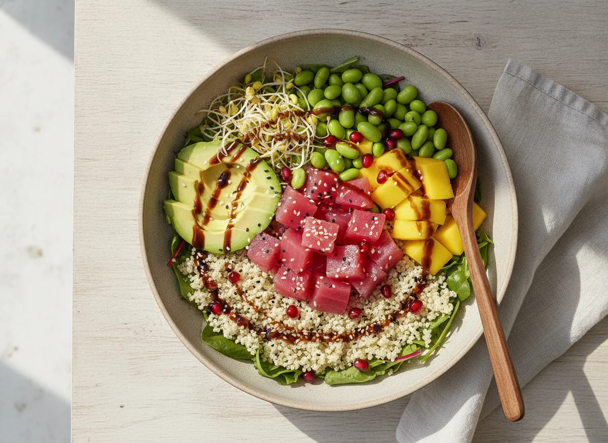 Poke Bowl mit Thunfisch und Mango photo