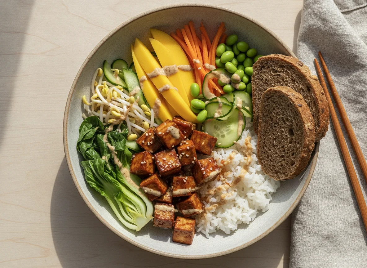 Poke Bowl mit Tofu und Mango photo