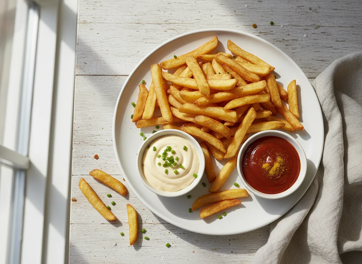 Pommes Frites mit Saucen photo
