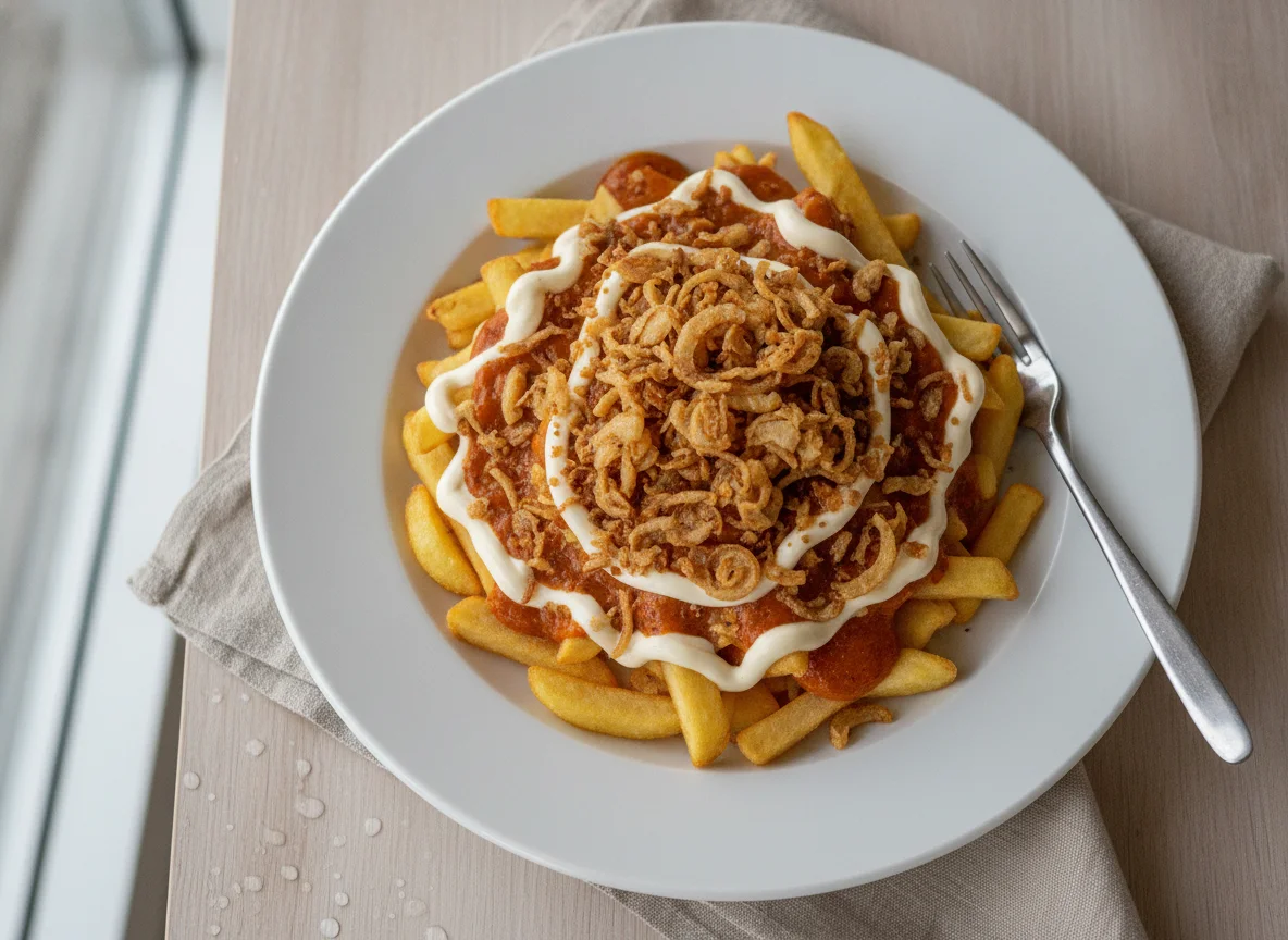 Pommes Spezial mit Röstzwiebeln photo