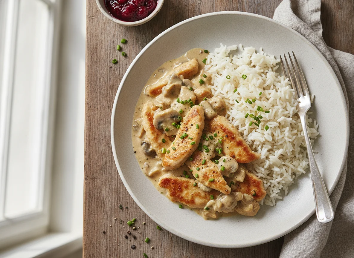 Poulet Geschnetzeltes mit Reis photo