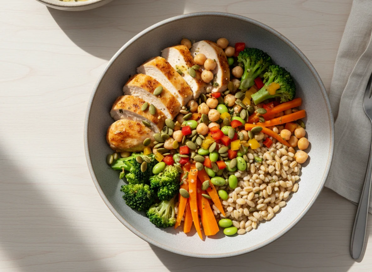 Protein Bowl mit Huhn und Gemüse photo