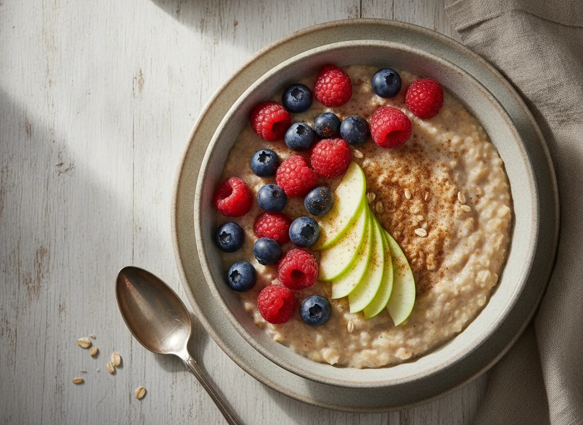 Protein Porridge mit Früchten photo