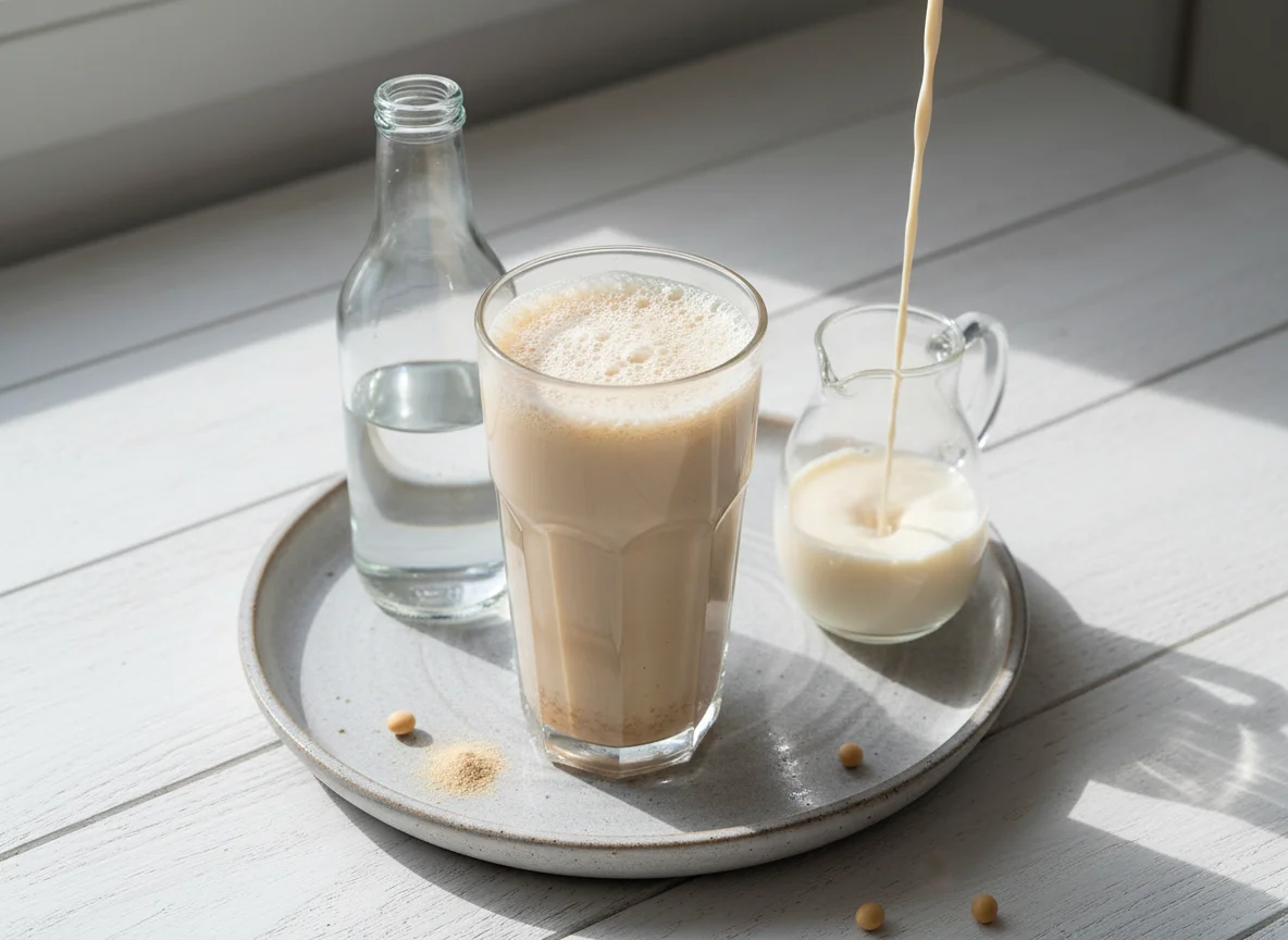 Proteinshake mit Sojamilch photo