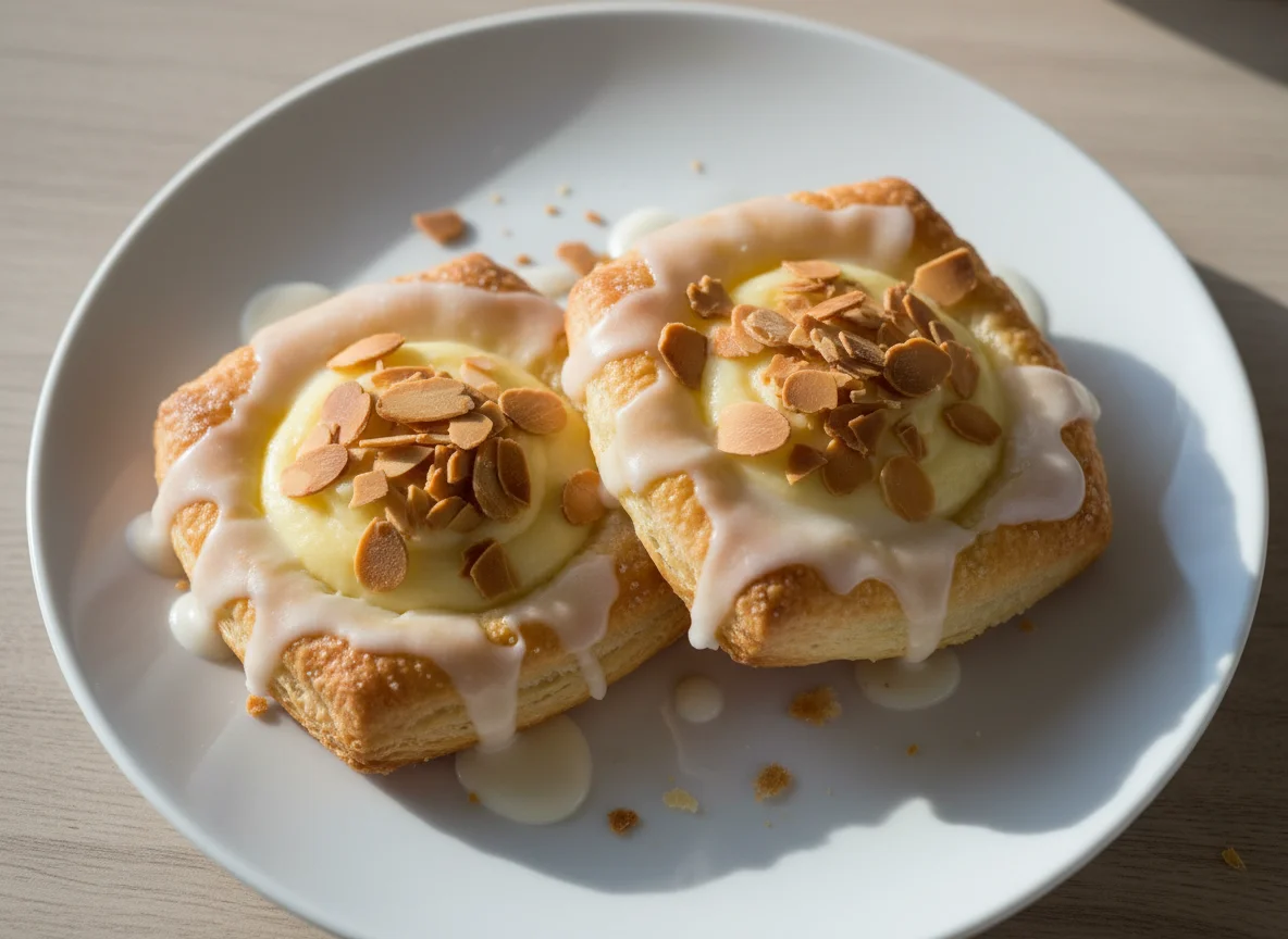 Puddingteilchen mit Mandeln photo