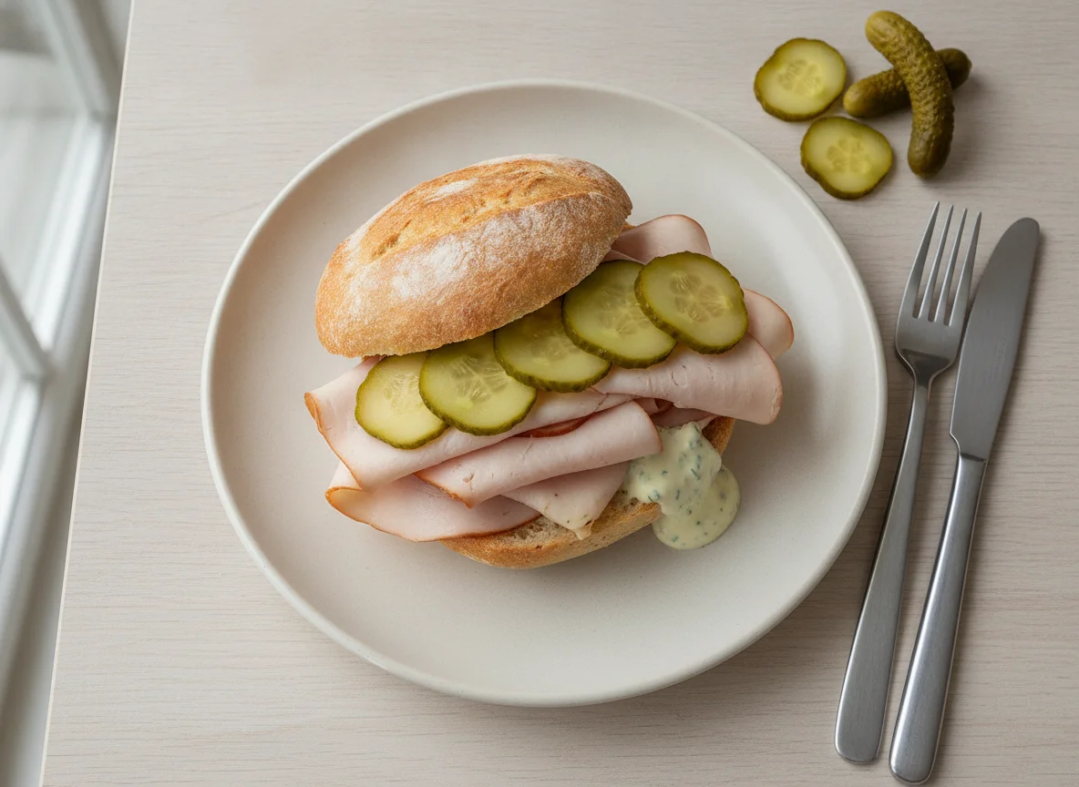 Putenbrötchen mit Gewürzgurken photo