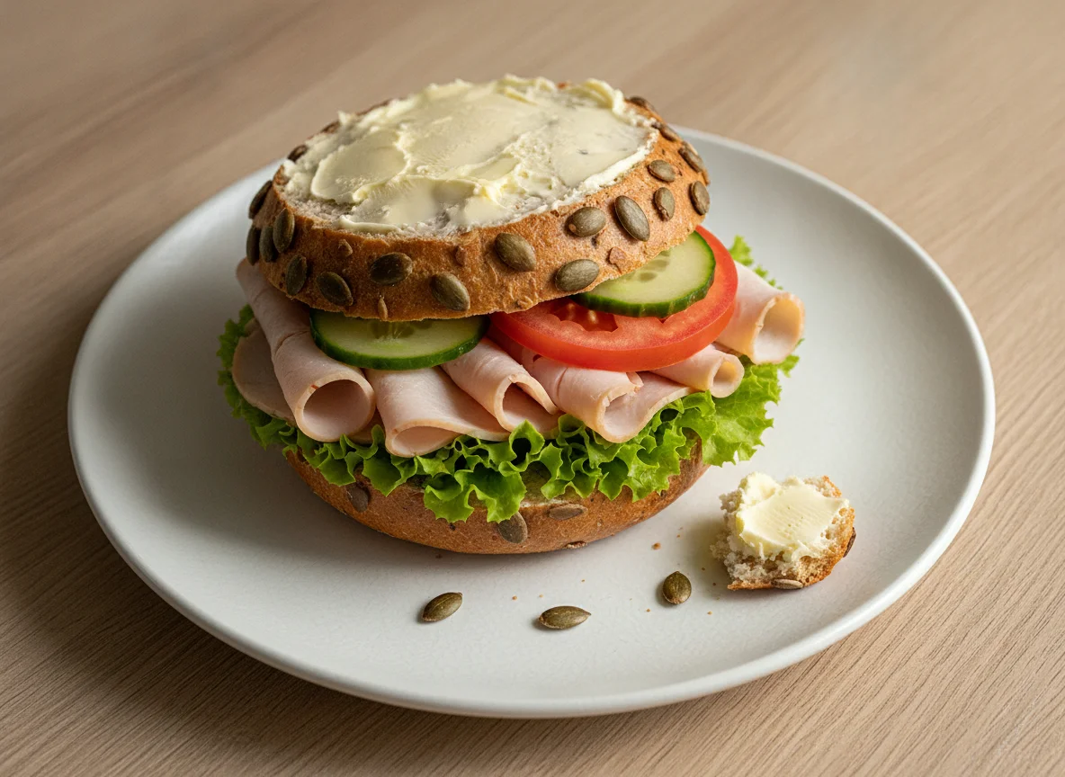 Putenbrötchen mit Kürbiskernen photo