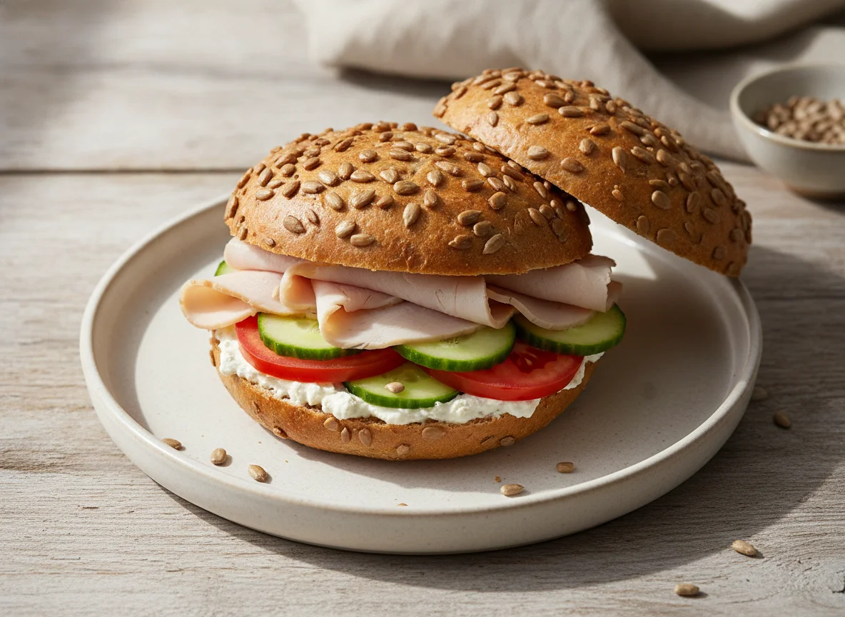 Putenbrötchen mit Sonnenblumenkernen photo