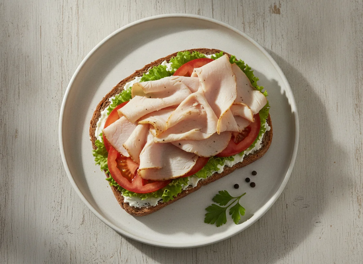 Putenbrust-Sandwich auf Vollkornbrot photo
