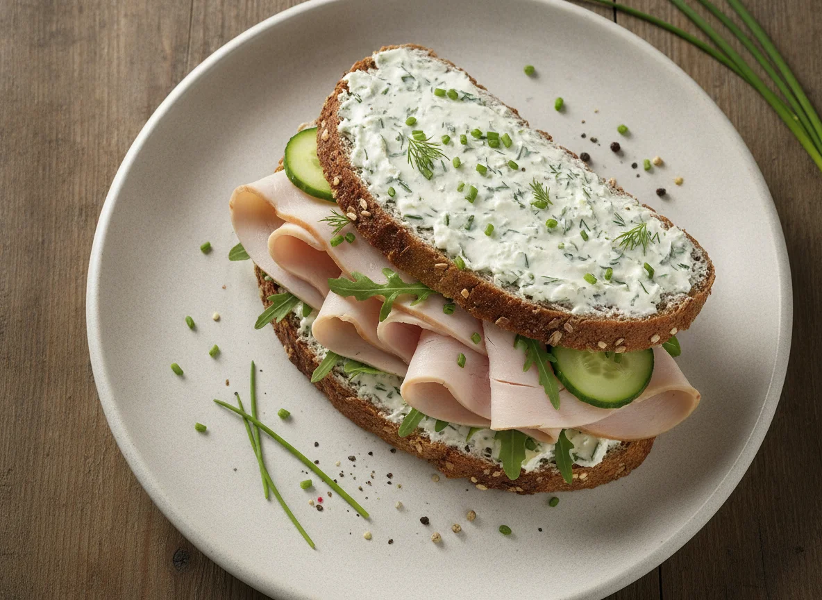 Putenbrust-Sandwich mit Frischkäse photo